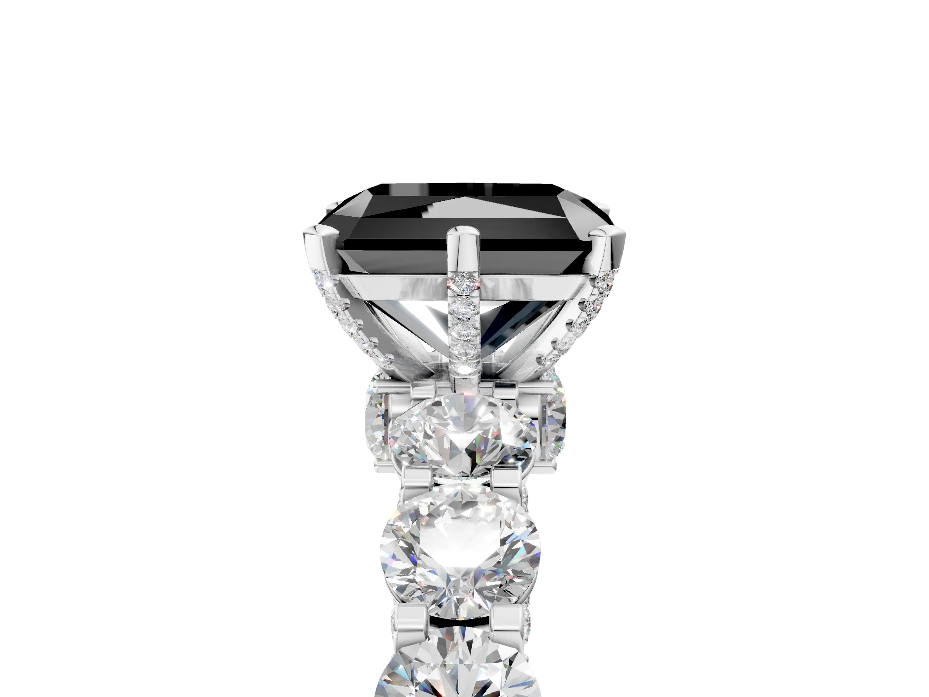 White gold Round Diamond Side Stone Engagement Ring with Six-Prong Setting_5