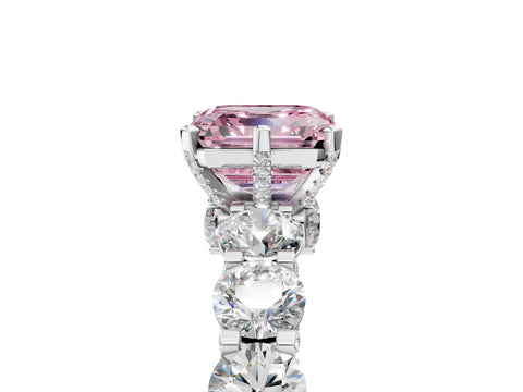 White gold Round Diamond Side Stone Engagement Ring with Six-Prong Setting_5