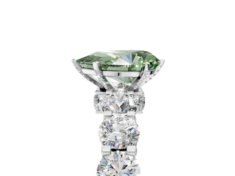 White gold Round Diamond Side Stone Engagement Ring with Six-Prong Setting_5