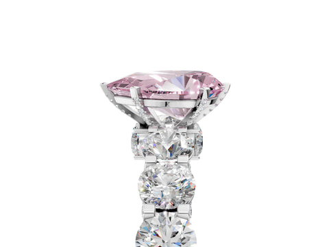 White gold Round Diamond Side Stone Engagement Ring with Six-Prong Setting_5