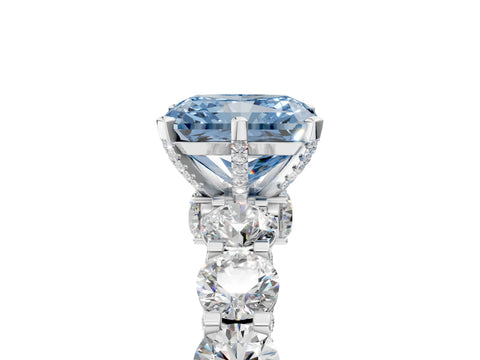 White gold Round Diamond Side Stone Engagement Ring with Six-Prong Setting_5