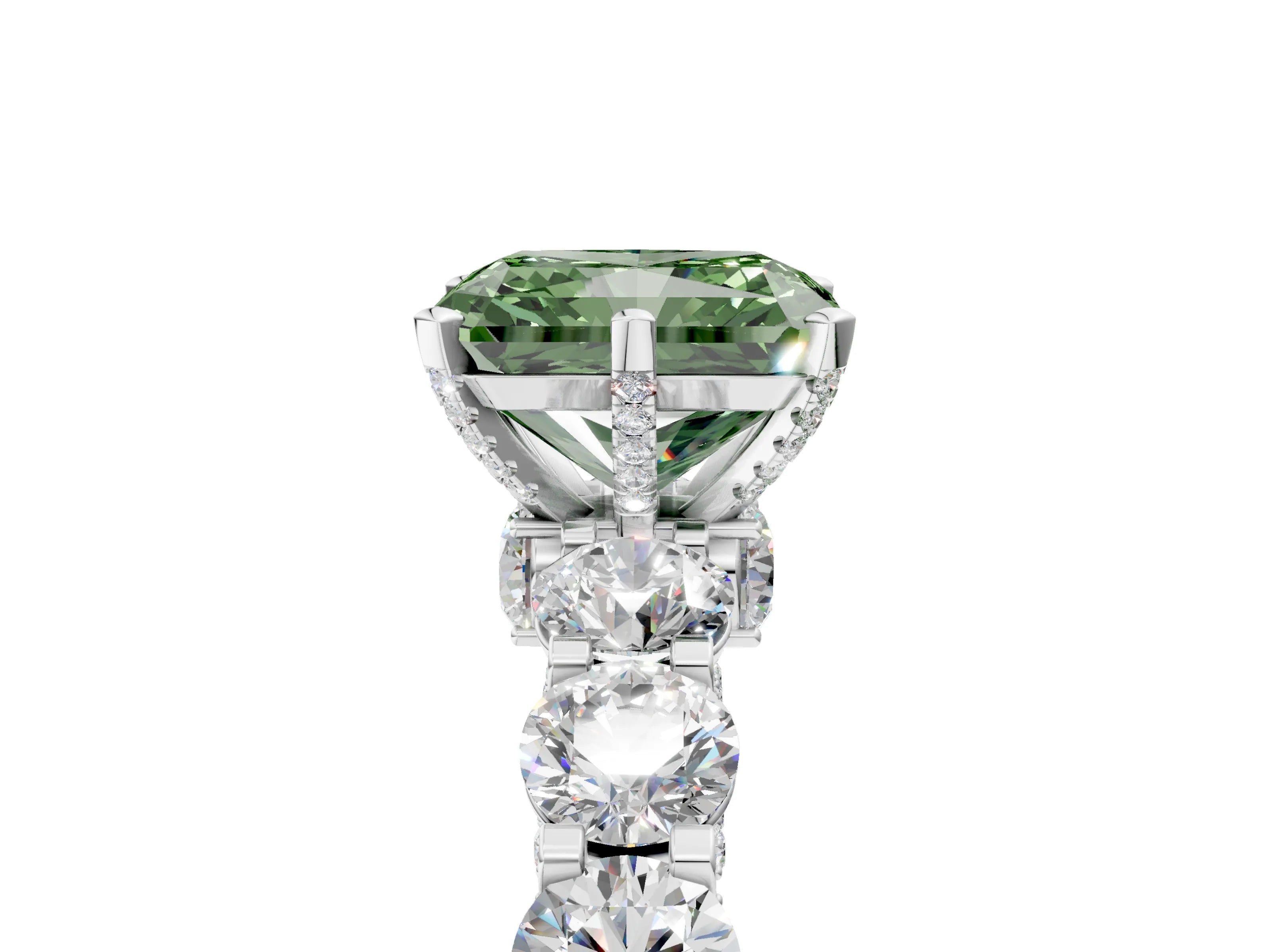 White gold Round Diamond Side Stone Engagement Ring with Six-Prong Setting_5