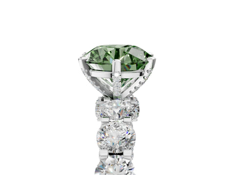 White gold Round Diamond Side Stone Engagement Ring with Six-Prong Setting_5