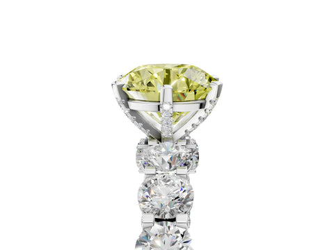 White gold Round Diamond Side Stone Engagement Ring with Six-Prong Setting_5