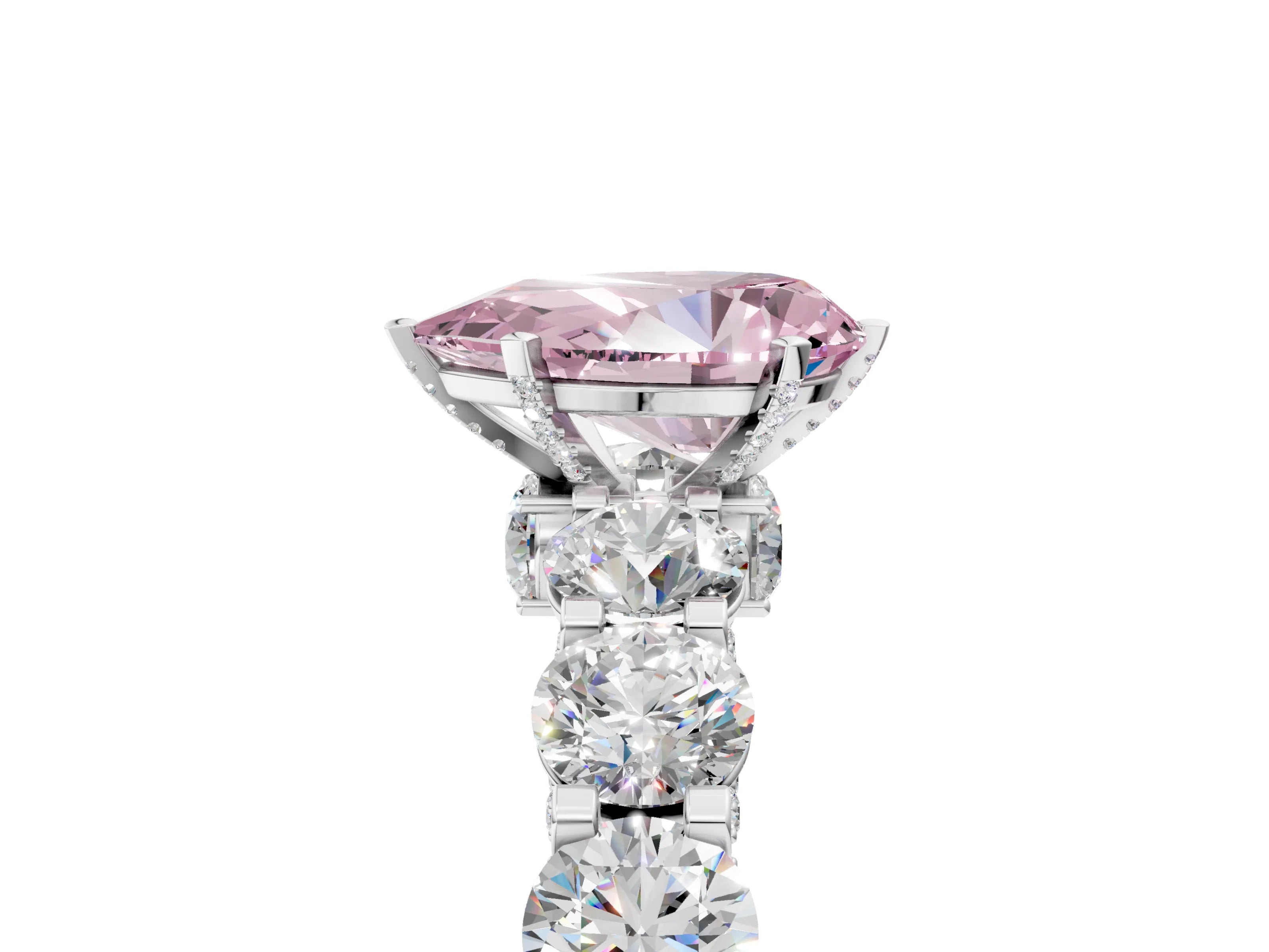 White gold Round Diamond Side Stone Engagement Ring with Six-Prong Setting_5