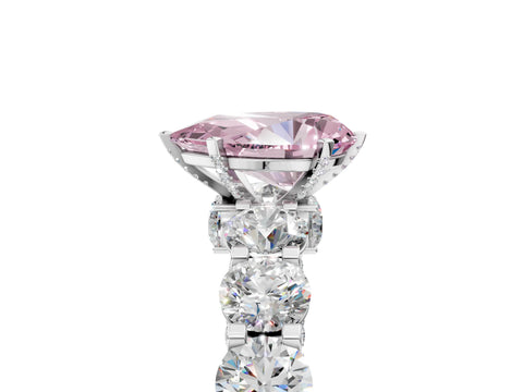 White gold Round Diamond Side Stone Engagement Ring with Six-Prong Setting_5
