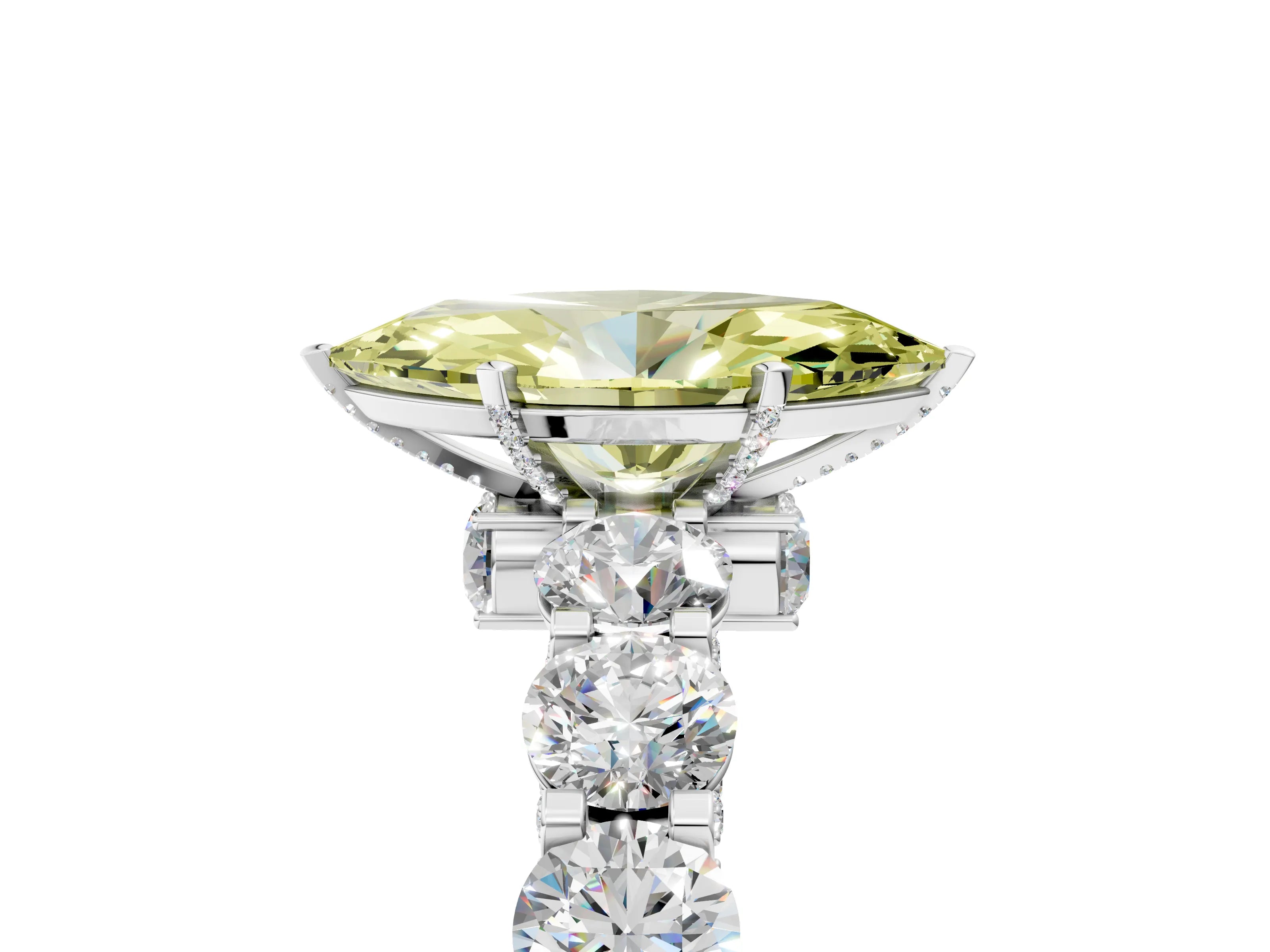 White gold Round Diamond Side Stone Engagement Ring with Six-Prong Setting_5