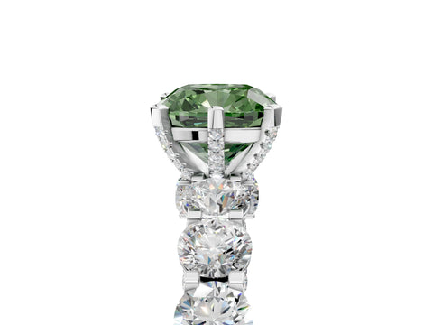 White gold Round Diamond Side Stone Engagement Ring with Six-Prong Setting_5