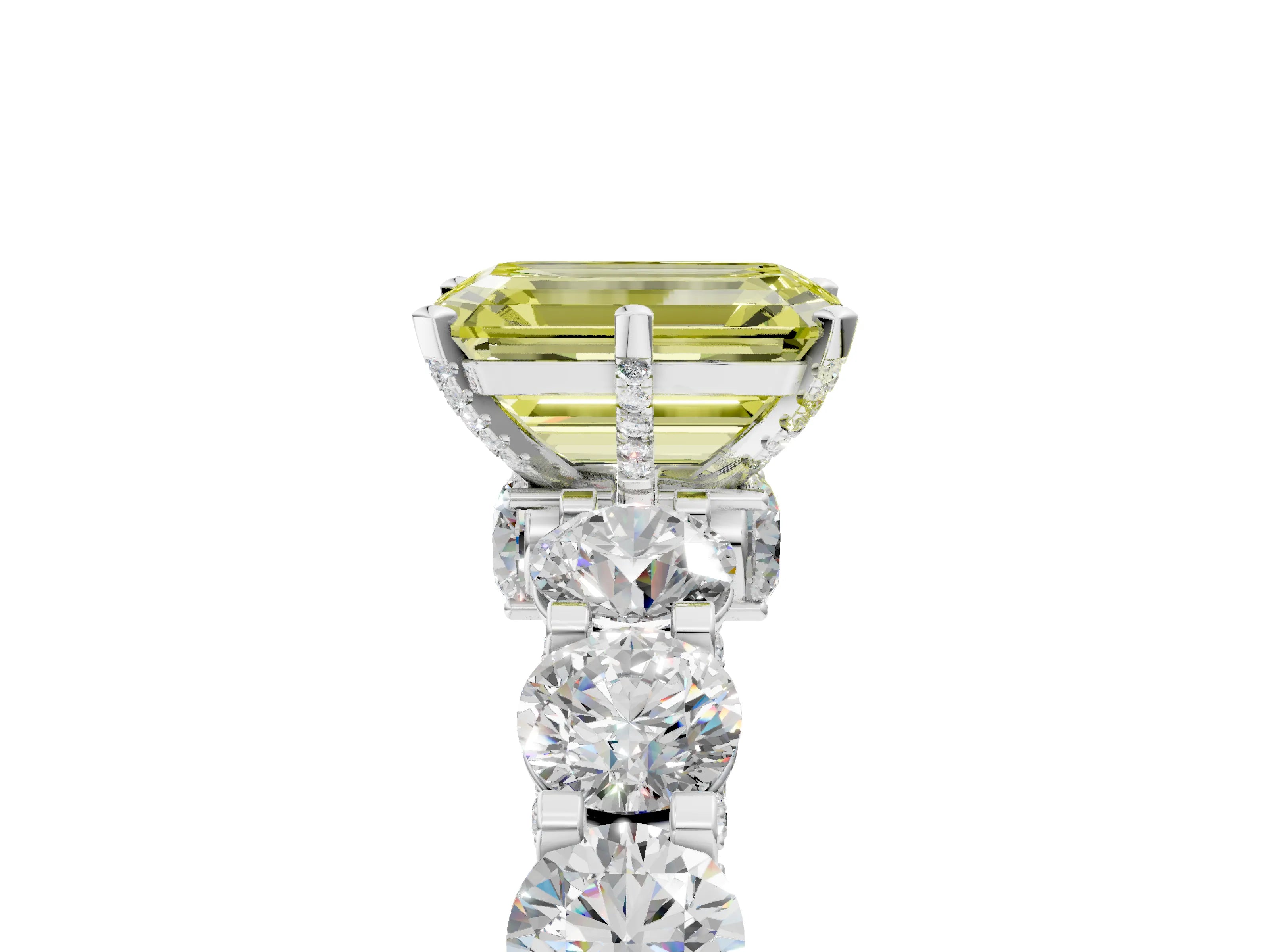 White gold Round Diamond Side Stone Engagement Ring with Six-Prong Setting_5
