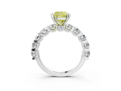 White gold Round Diamond Side Stone Engagement Ring with Six-Prong Setting_5