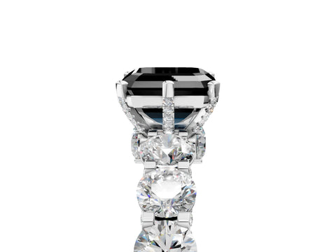White gold Round Diamond Side Stone Engagement Ring with Six-Prong Setting_5