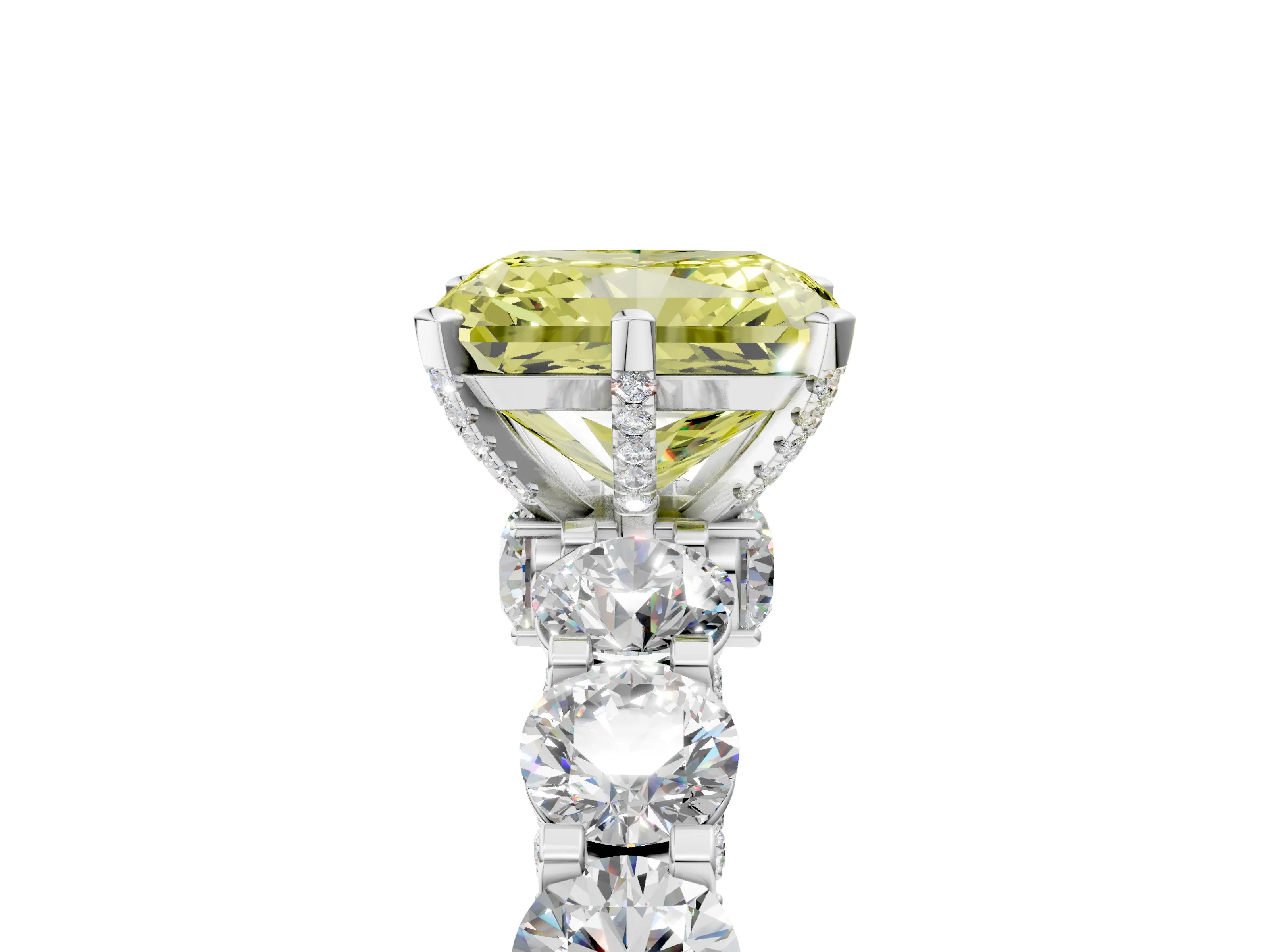 White gold Round Diamond Side Stone Engagement Ring with Six-Prong Setting_5