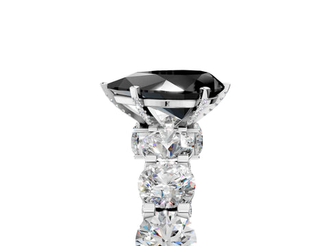 White gold Round Diamond Side Stone Engagement Ring with Six-Prong Setting_5