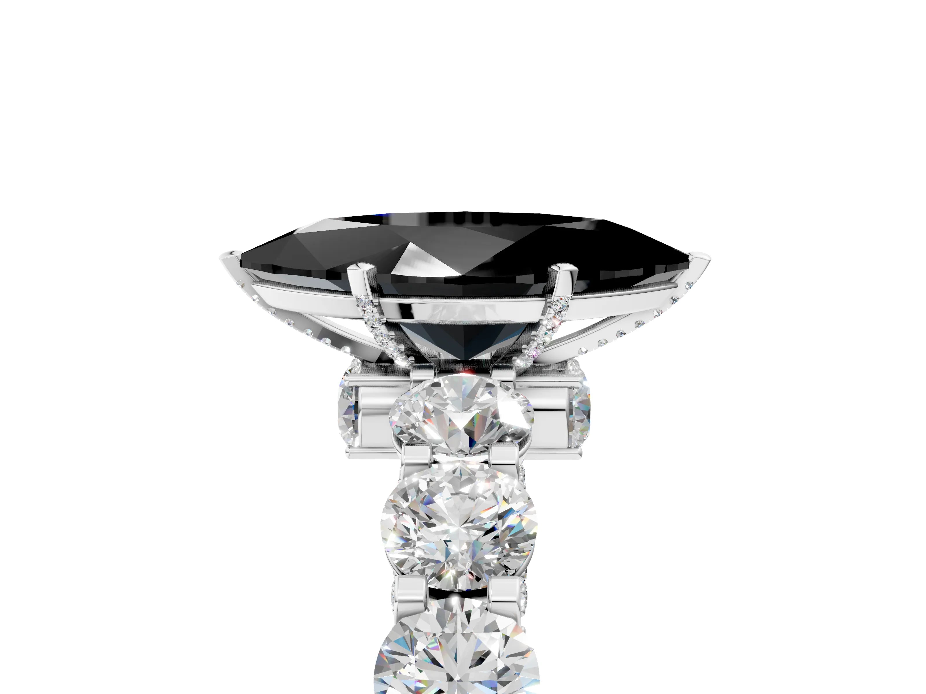 White gold Round Diamond Side Stone Engagement Ring with Six-Prong Setting_5