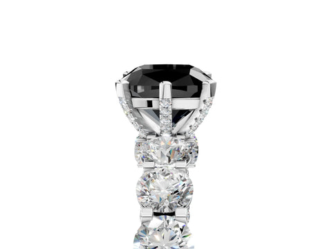 White gold Round Diamond Side Stone Engagement Ring with Six-Prong Setting_5