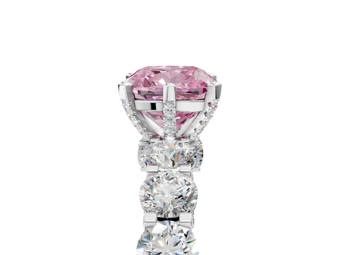 White gold Round Diamond Side Stone Engagement Ring with Six-Prong Setting_5