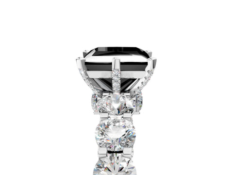 White gold Round Diamond Side Stone Engagement Ring with Six-Prong Setting_5
