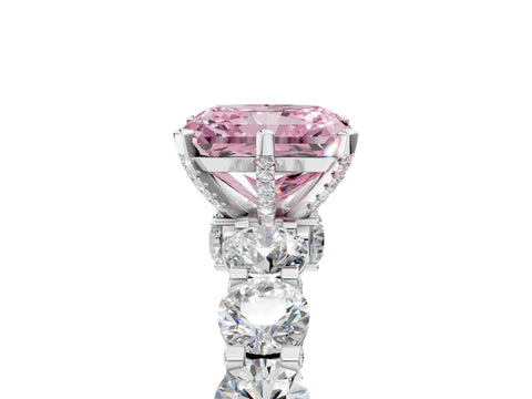 White gold Round Diamond Side Stone Engagement Ring with Six-Prong Setting_5