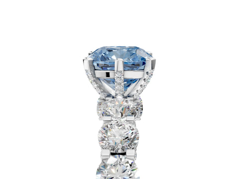 White gold Round Diamond Side Stone Engagement Ring with Six-Prong Setting_5