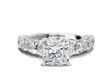 White gold Round Diamond Side Stone Engagement Ring with Six-Prong Setting_6