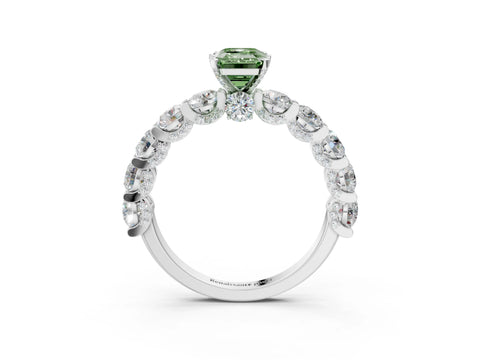 White gold Round Diamond Side Stone Engagement Ring with Six-Prong Setting_61