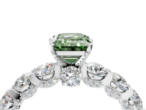 White gold Round Diamond Side Stone Engagement Ring with Six-Prong Setting_62
