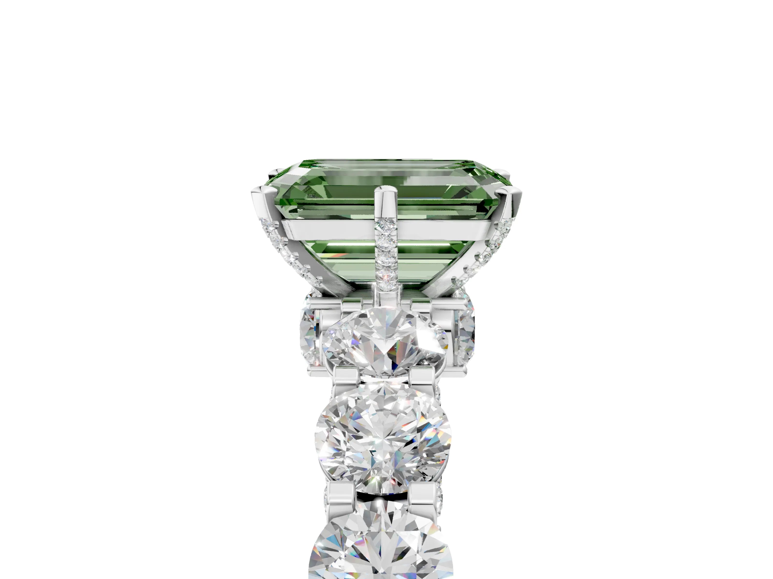 White gold Round Diamond Side Stone Engagement Ring with Six-Prong Setting_63