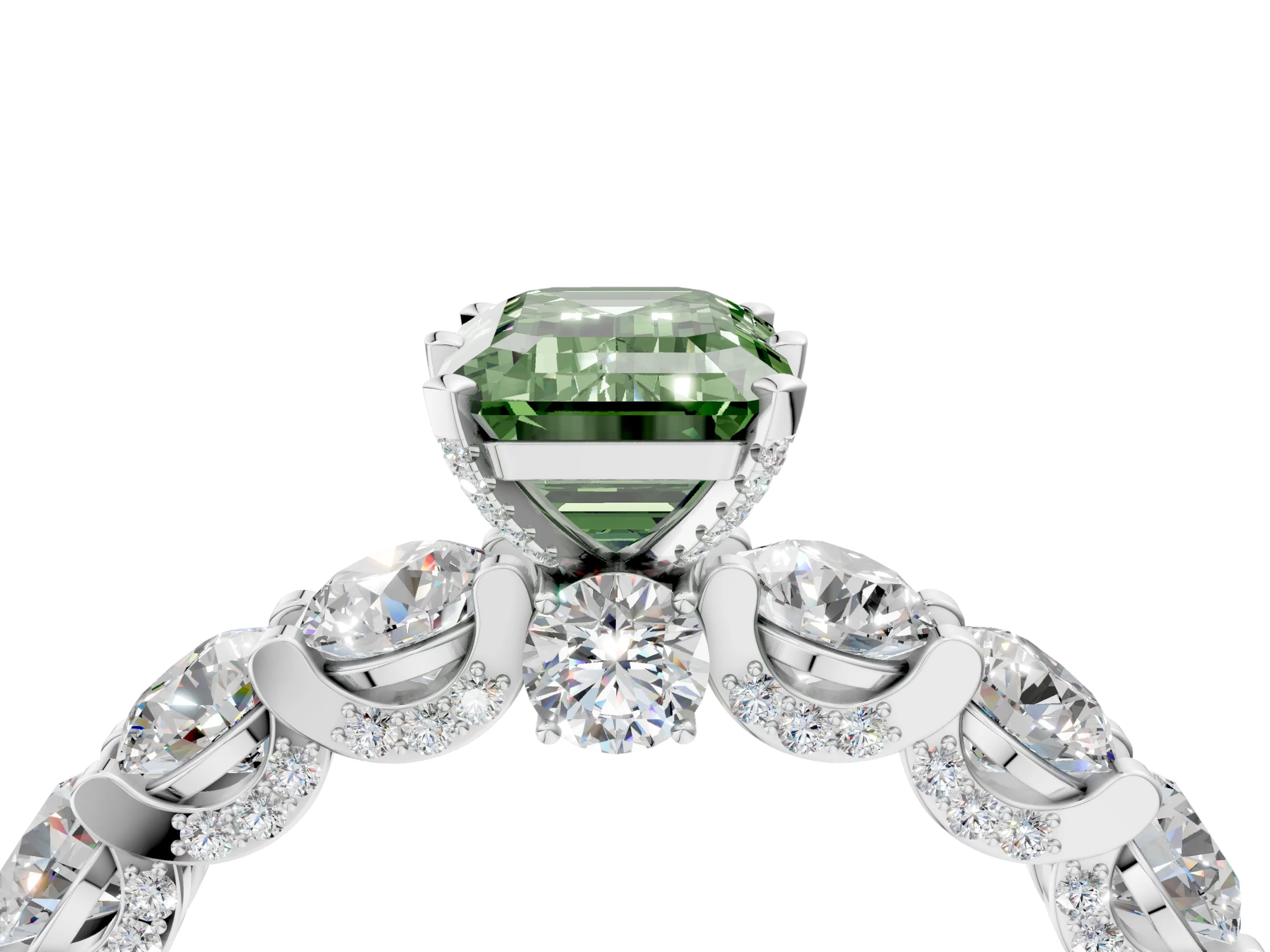 White gold Round Diamond Side Stone Engagement Ring with Six-Prong Setting_64