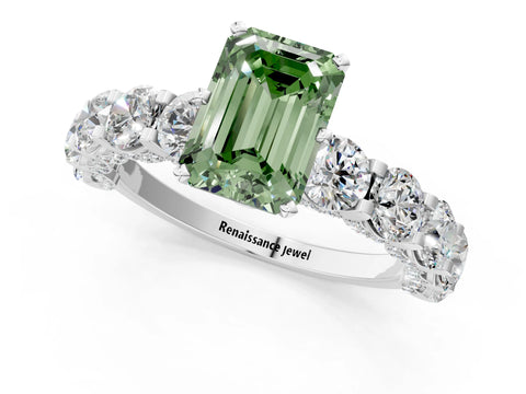 White gold Round Diamond Side Stone Engagement Ring with Six-Prong Setting_68