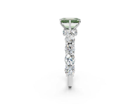 White gold Round Diamond Side Stone Engagement Ring with Six-Prong Setting_69