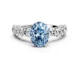 White gold Round Diamond Side Stone Engagement Ring with Six-Prong Setting_6