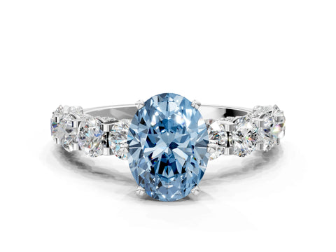 White gold Round Diamond Side Stone Engagement Ring with Six-Prong Setting_6