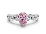 White gold Round Diamond Side Stone Engagement Ring with Six-Prong Setting_6
