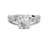 White gold Round Diamond Side Stone Engagement Ring with Six-Prong Setting_6
