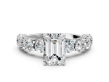 White gold Round Diamond Side Stone Engagement Ring with Six-Prong Setting_6