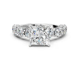 White gold Round Diamond Side Stone Engagement Ring with Six-Prong Setting_6