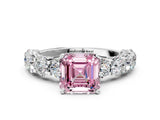 White gold Round Diamond Side Stone Engagement Ring with Six-Prong Setting_6