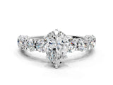 White gold Round Diamond Side Stone Engagement Ring with Six-Prong Setting_6