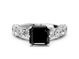 White gold Round Diamond Side Stone Engagement Ring with Six-Prong Setting_6