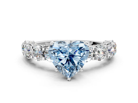 White gold Round Diamond Side Stone Engagement Ring with Six-Prong Setting