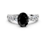 White gold Round Diamond Side Stone Engagement Ring with Six-Prong Setting