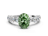 White gold Round Diamond Side Stone Engagement Ring with Six-Prong Setting