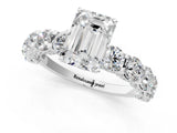 White gold Round Diamond Side Stone Engagement Ring with Six-Prong Setting_7