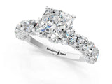 White gold Round Diamond Side Stone Engagement Ring with Six-Prong Setting_7