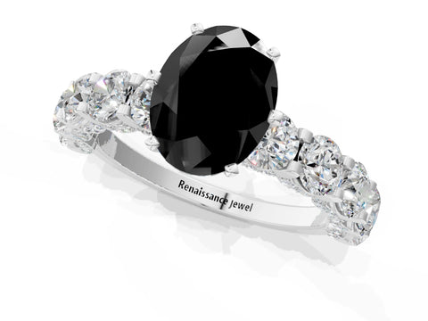 White gold Round Diamond Side Stone Engagement Ring with Six-Prong Setting_7