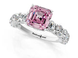 White gold Round Diamond Side Stone Engagement Ring with Six-Prong Setting_7