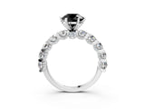 White gold Round Diamond Side Stone Engagement Ring with Six-Prong Setting_7