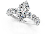 White gold Round Diamond Side Stone Engagement Ring with Six-Prong Setting_7