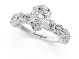 White gold Round Diamond Side Stone Engagement Ring with Six-Prong Setting_7