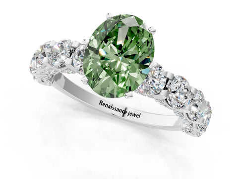 White gold Round Diamond Side Stone Engagement Ring with Six-Prong Setting_7
